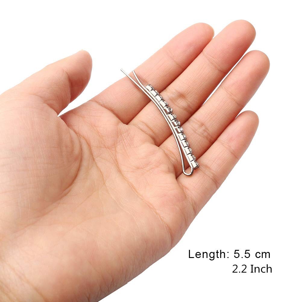 12 Pieces Rhinestone Bobby Pins, Silver Metal 12 Count (Pack of 1),