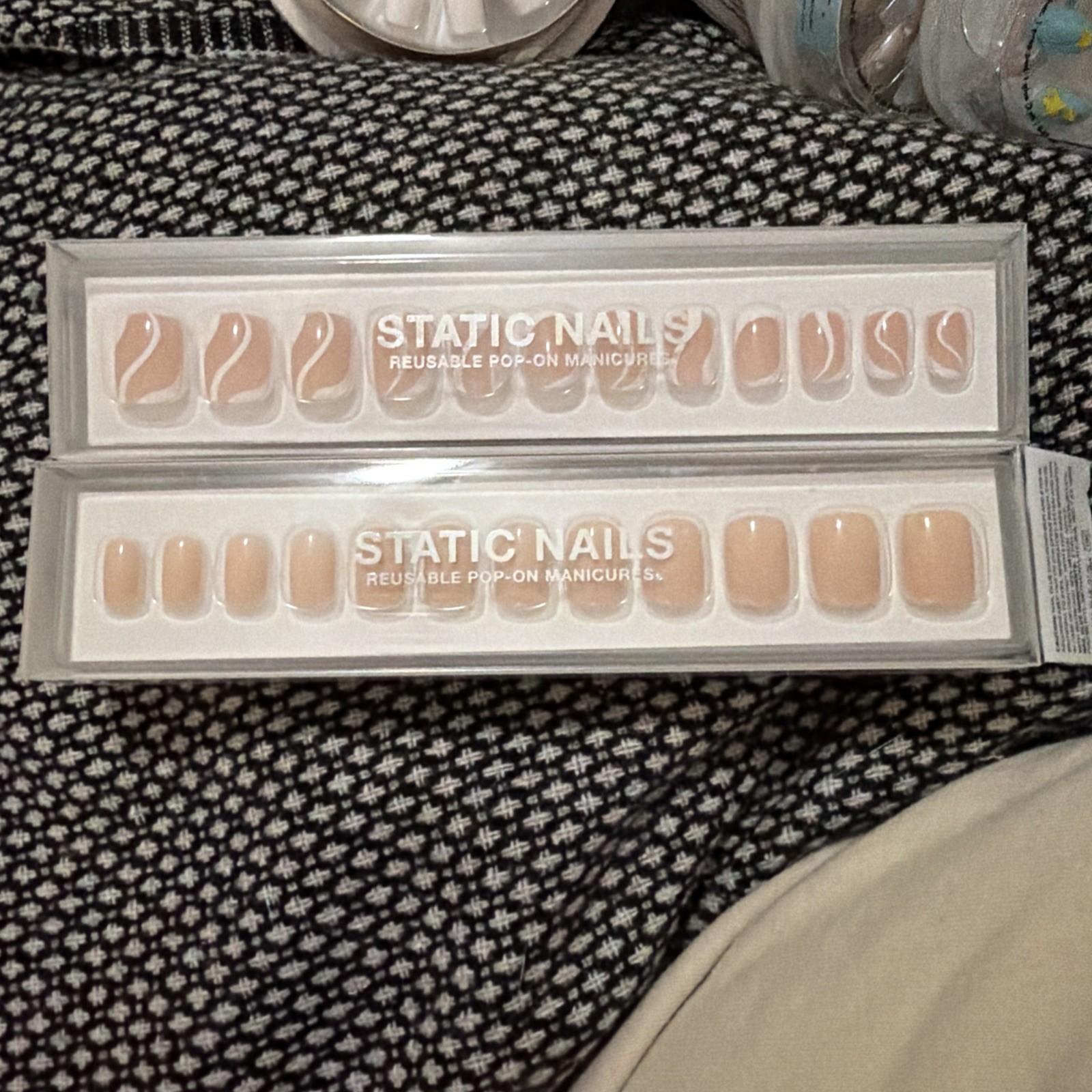 2X STATIC NAILS. POP ON MANICURES. NIB. NEUTRAL NAILS, CLEAN GIRL NAILS.