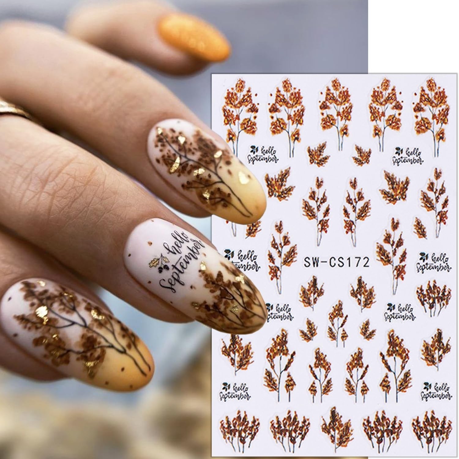 6 Sheets Fall Nail Stickers for Nail Art Black Flower Pine Nail Art Stickers …