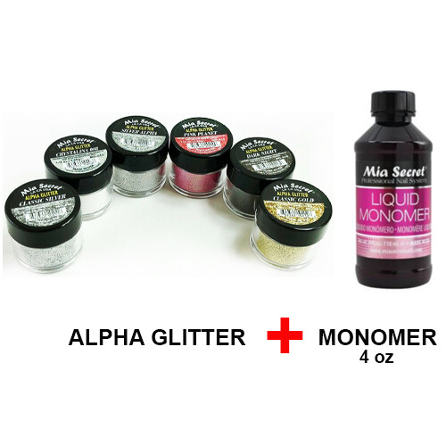 Mia Secret Monomer 4 oz with 6 Colors Set Nail Art Powder Selection (Pick Yours)