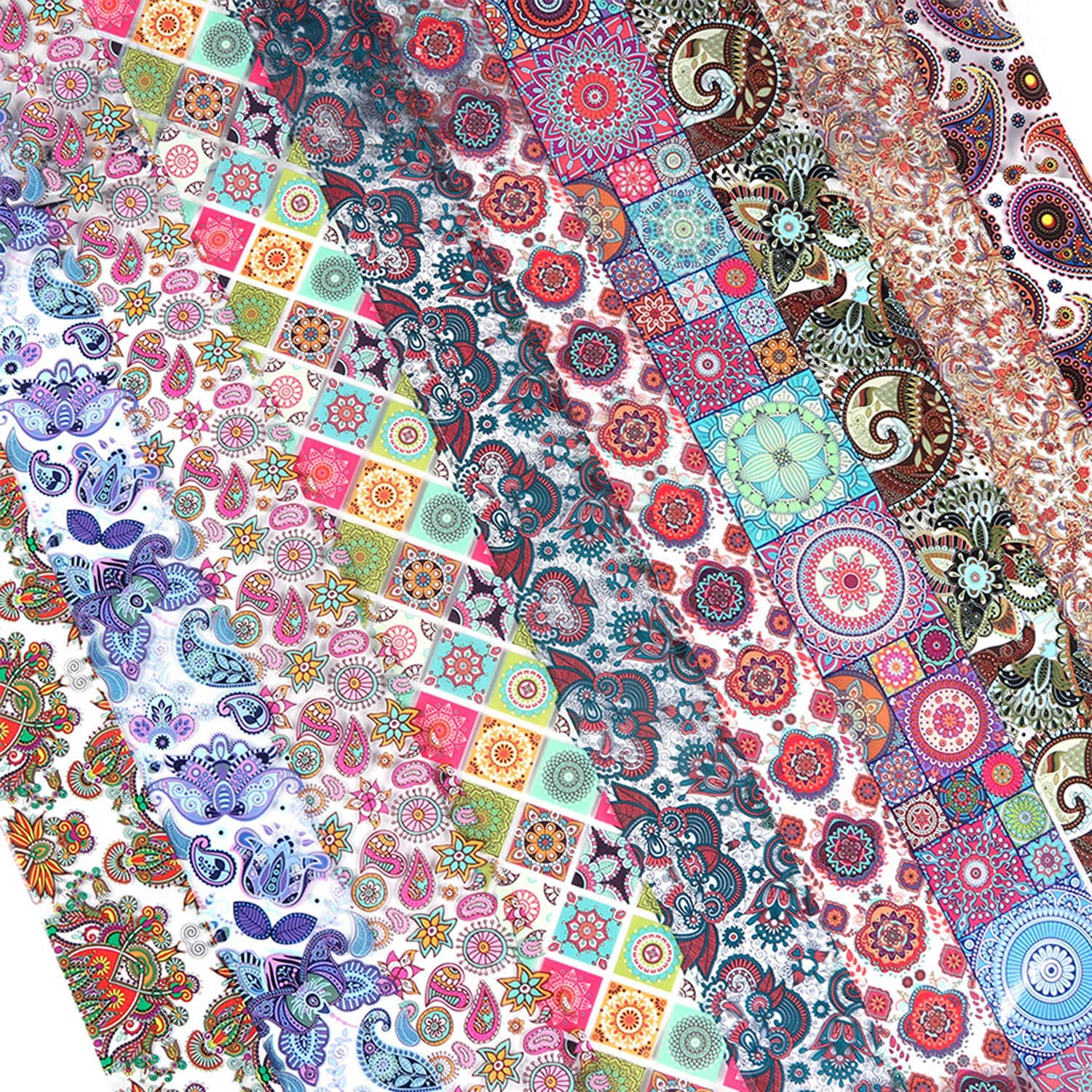Nail Foil Transfer Stickers Decals Holographic Colorful Geometry Flowers 10