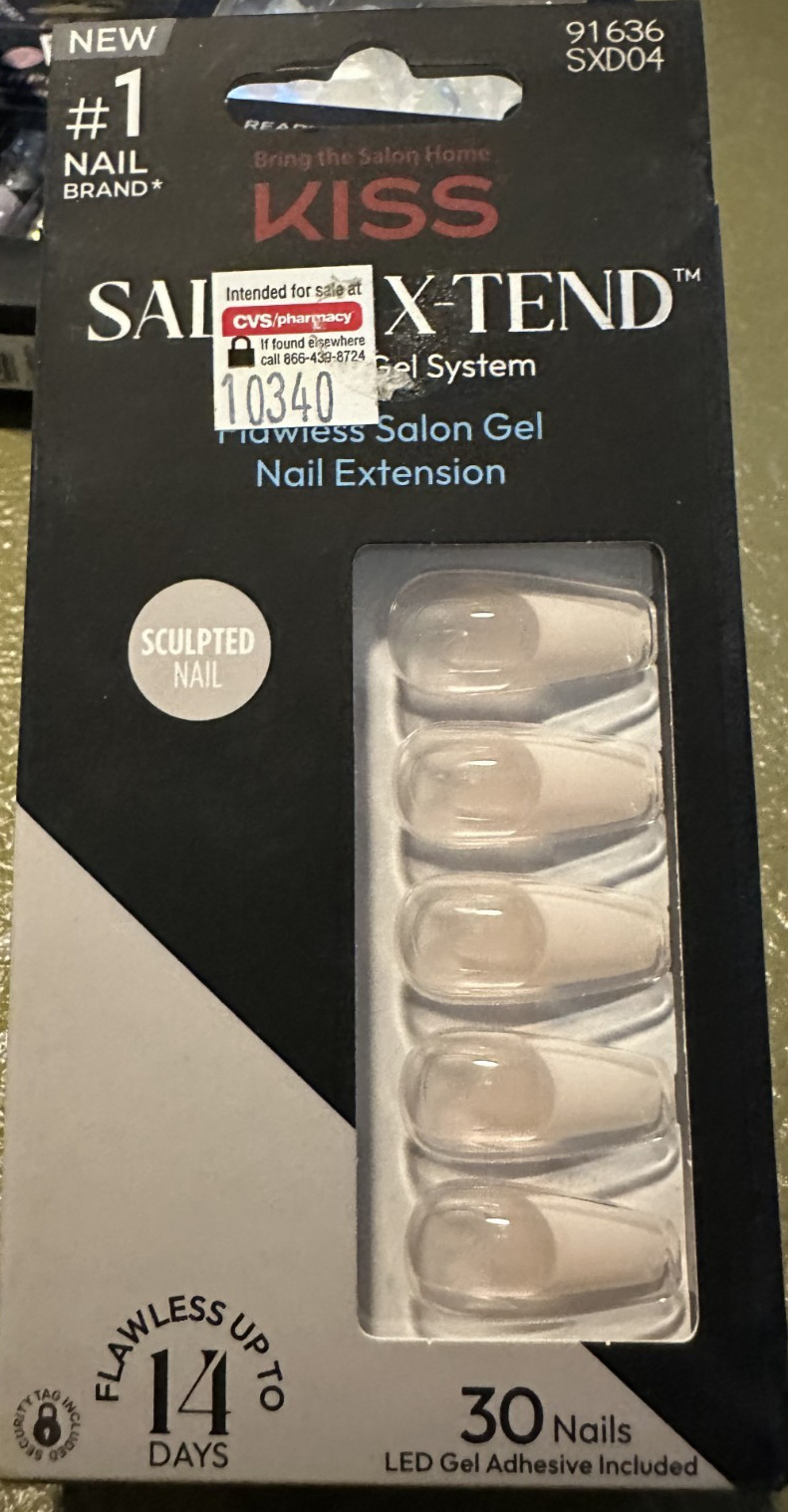 Kiss Nails Manicure Long sculpted nails, Soft Pink French tip Salon X-tend Gel
