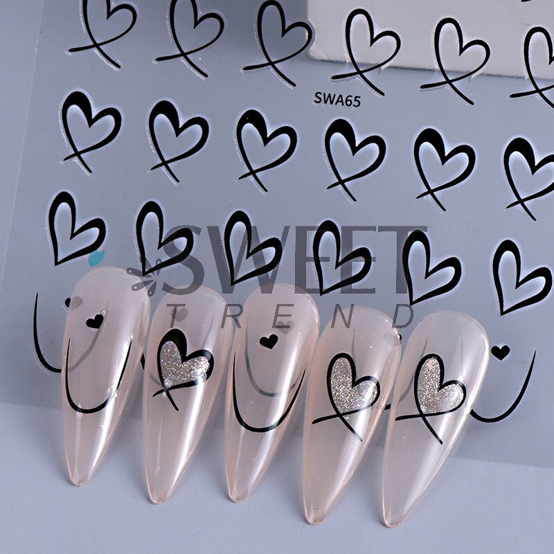 Nail Art Sticker Heart Valentine Star Decals Manicure DIY Peel & Stick NH28