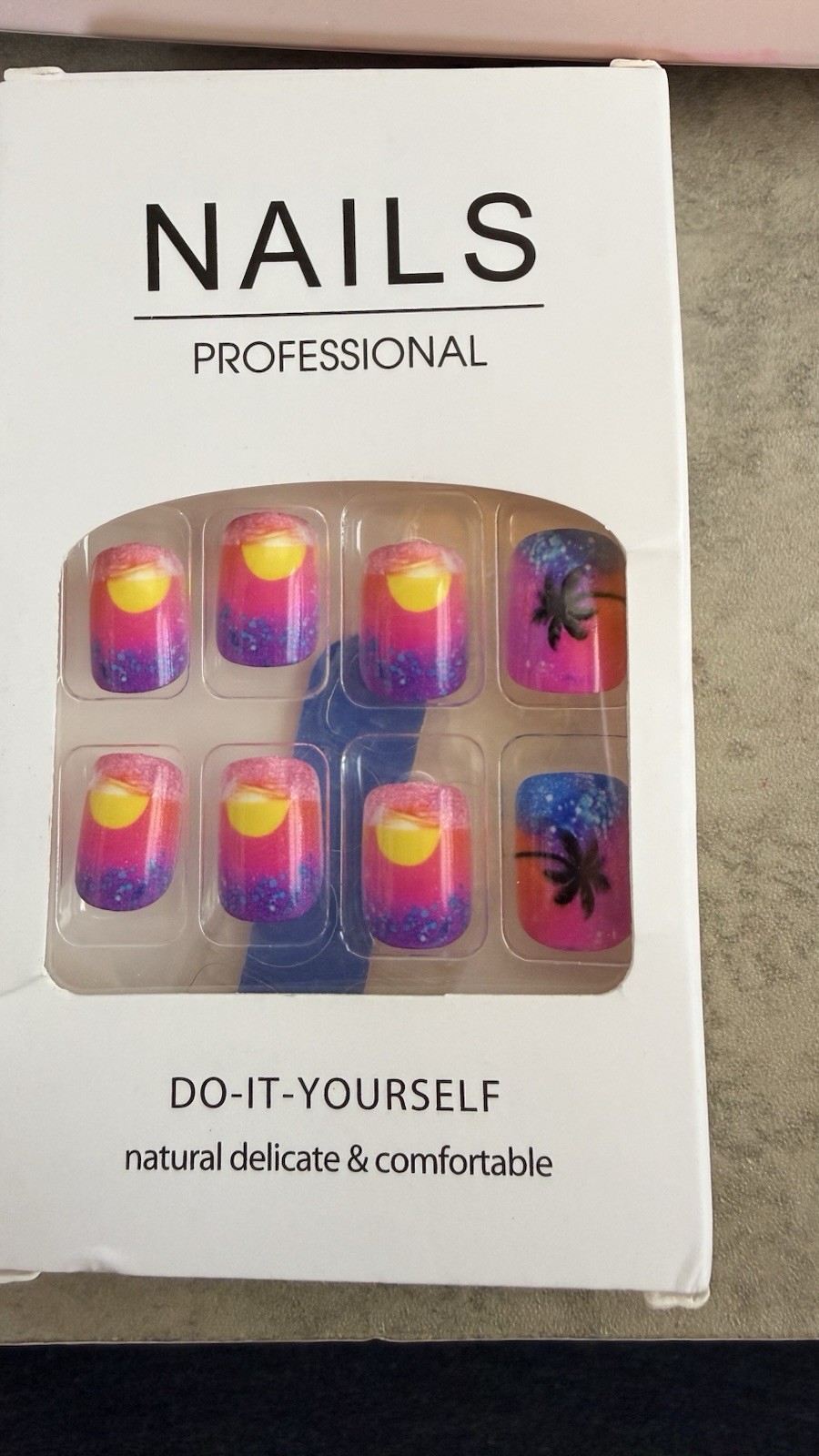 Glitter Summer Square Press-On Nails Set, Pink Yellow Blue Purple, Short