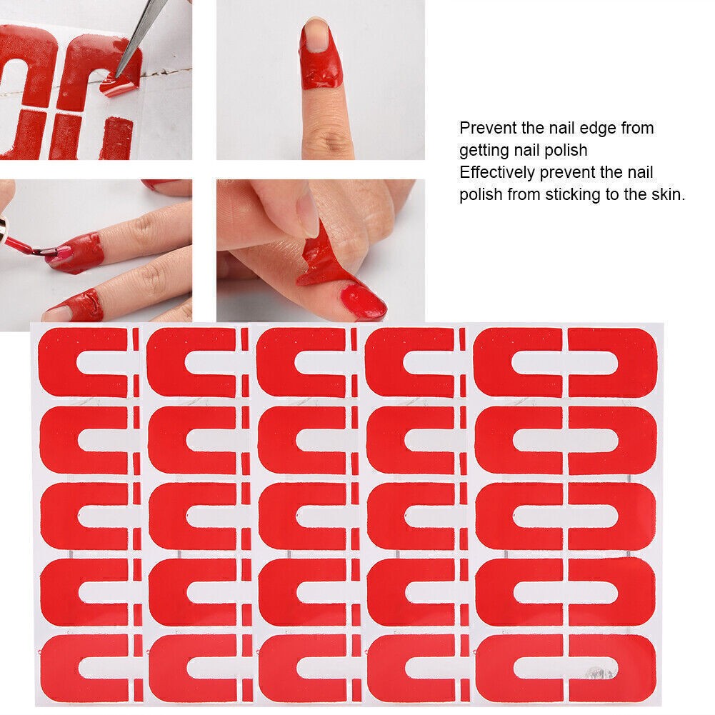 50PCS Peel Off Nail Tapes Skin Barrier Spill Proof Sticker Nail Art Protector