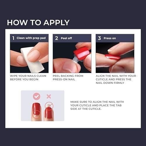 KISS imPRESS No Glue Mani Press On Nails, Design, ‘Adore You’, Red, Short…