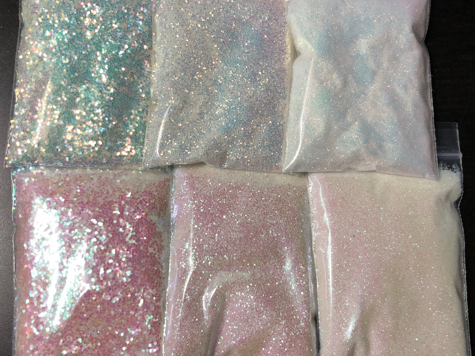 Iridescent White Glitter Hex Snow White pink blue sheen Nail Art US seller