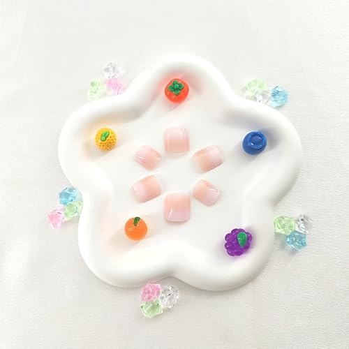 Square Press on Toenails Short White Gradient False Toe Nails Glossy Toenail