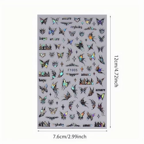 8 Sheets Aurora Butterfly Nail Art Stickers Decals 3D Hollow-Out Self Q3