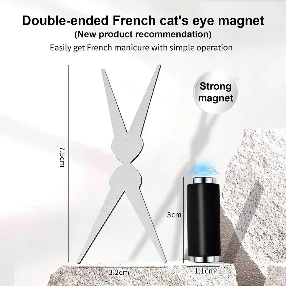 Double-head French Nail Art Magnet Set 3D Strong Cat Eye Magnet Nail Art Gel Pol