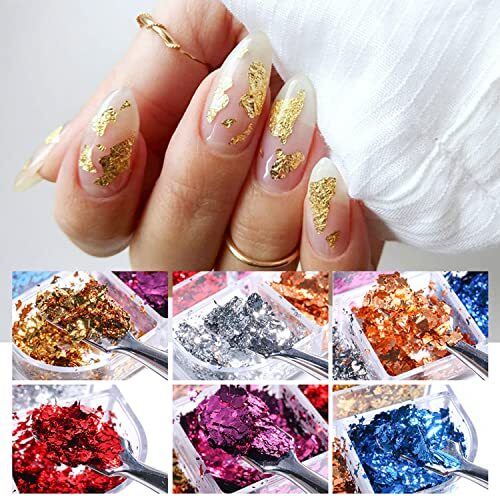 Holographic Nail Glitter 12 Colors Sparkly Ultra-Thin Aluminum Foil Nail Foils