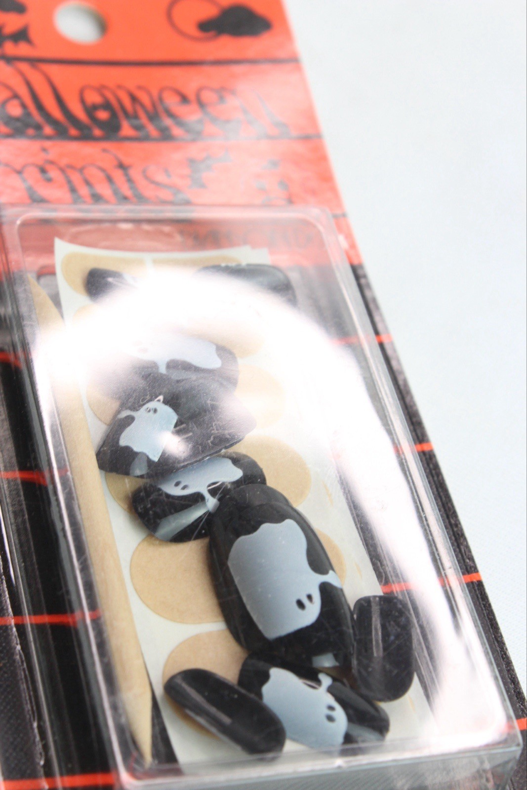 Diamon Deb Kurlash Halloween Press On Nails Vintage 1980s Black And White Ghost