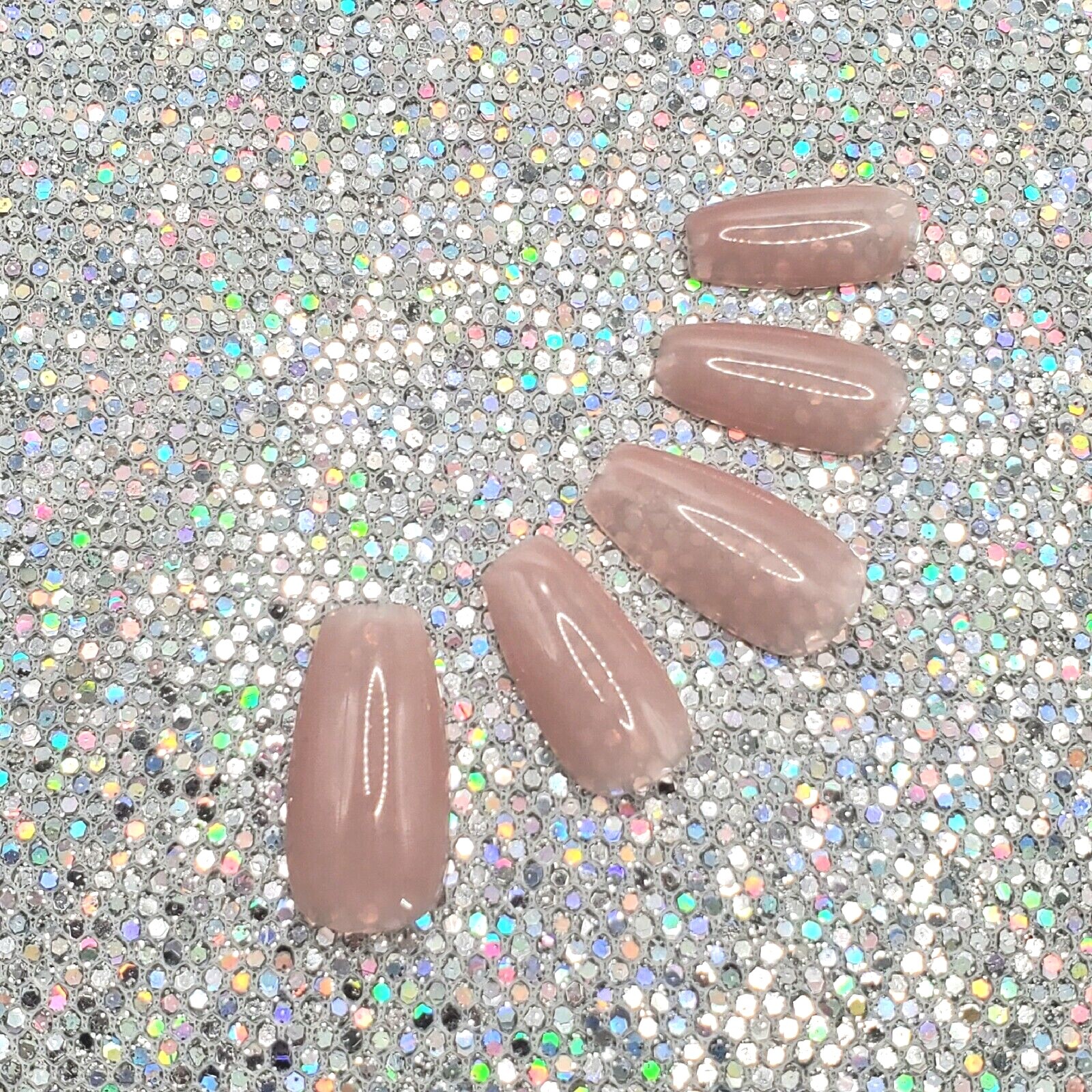 #04 Purple Grey Nude Jelly Press On Nails | Handmade | Hard Gel Glue On Nails