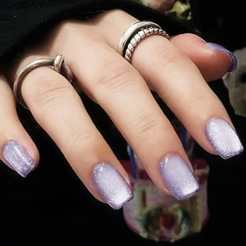 Square Press on Nails Light Purple Glitter Fake 1 Fl Oz (Pack of 24) Style 10
