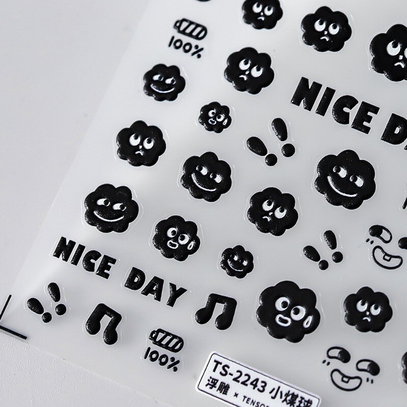 5D Coal Ball Nail Art Decal, Nail Decals, DIY Nails, Embossed Nail Stickers (60)