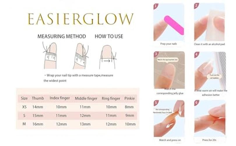 10Pcs Handmadehort Almond Press On Nails – Easy Apply & Remove – S UO06