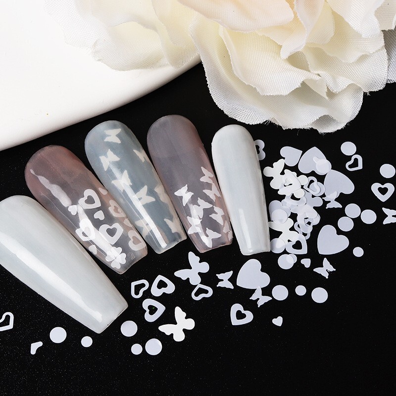 Nail Art Glitter Powder Butterfly /Heart/Flowers Sequins Flakes DIY Decor 6Grids