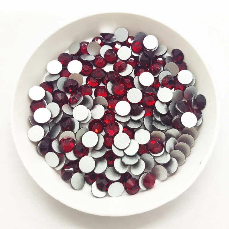 Siam Glass Flatback Rhinestone Glitter Red Glue On Crystal Diamond for Nail Art
