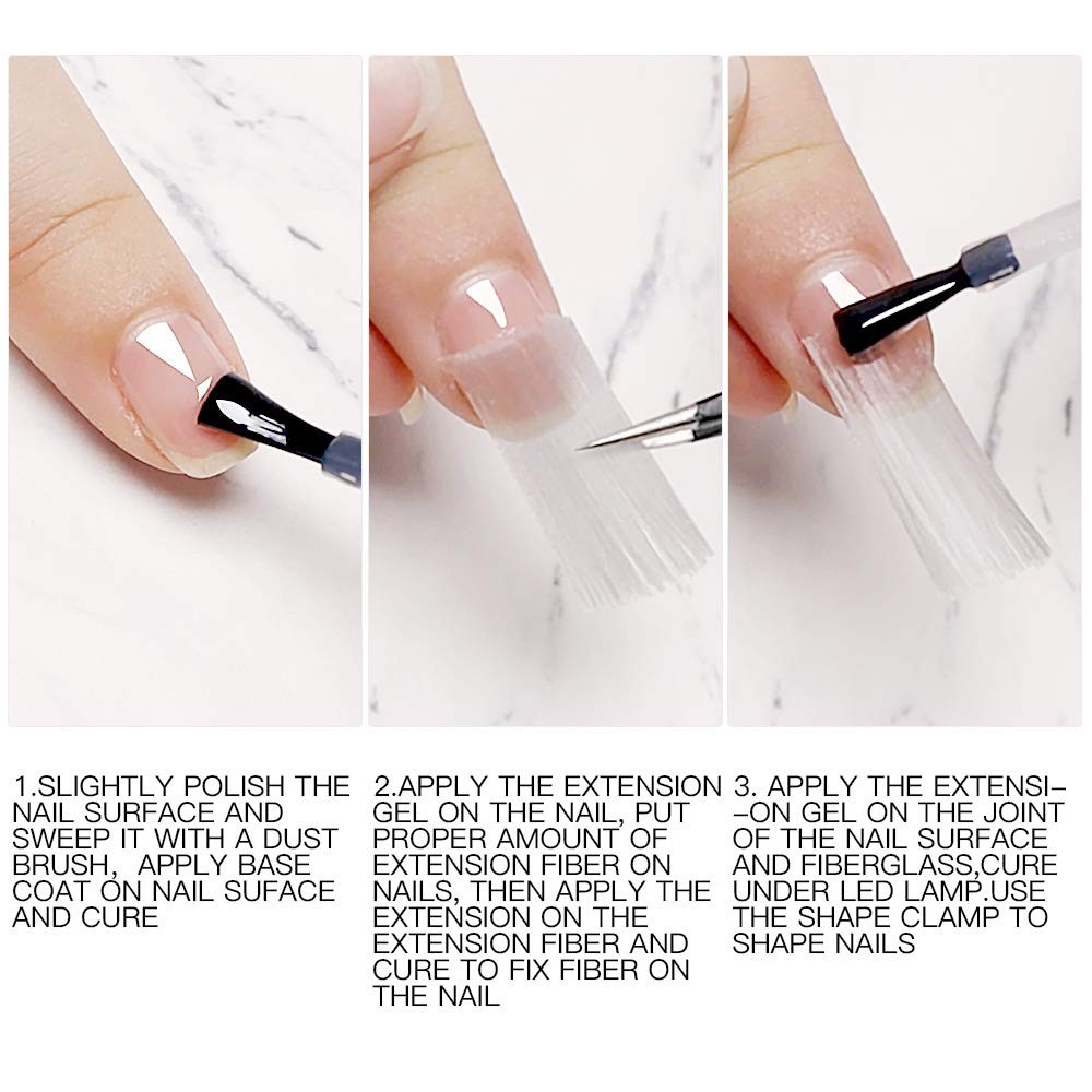 Fiberglass Nail Extension Kit with Building Gel 18 Piece Set, Clear