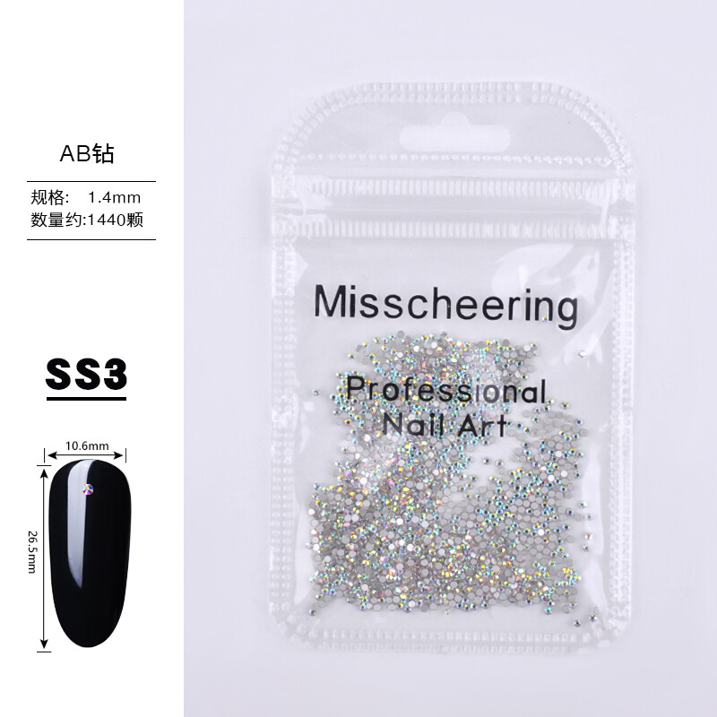 Crystal AB Rhinestones Nail Art Glitter Glass Flatback Gems 3D Tips Decoration
