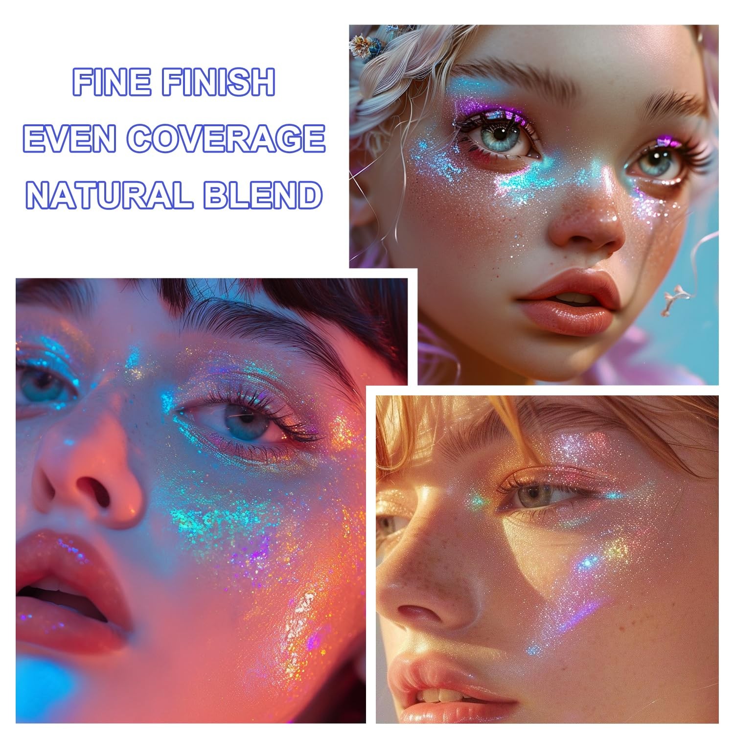 Roll-on Holographic Body Glitter Gel for Face and Hair, Chameleon Color Chang…