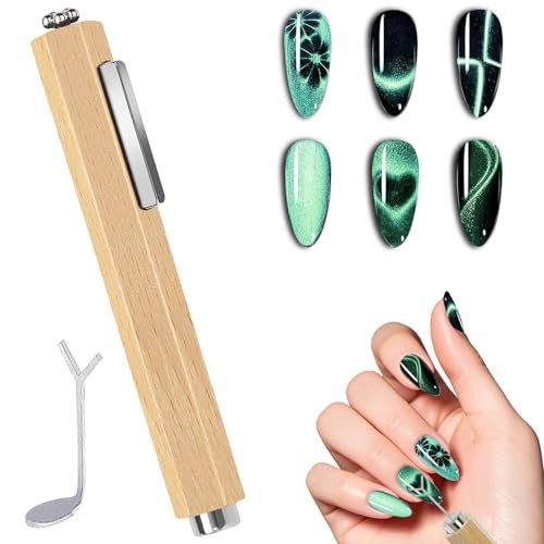 3 in 1 Nail Magnet with Heart Shaped Cat-Eye Tool, Multifunctional Cat Apricot
