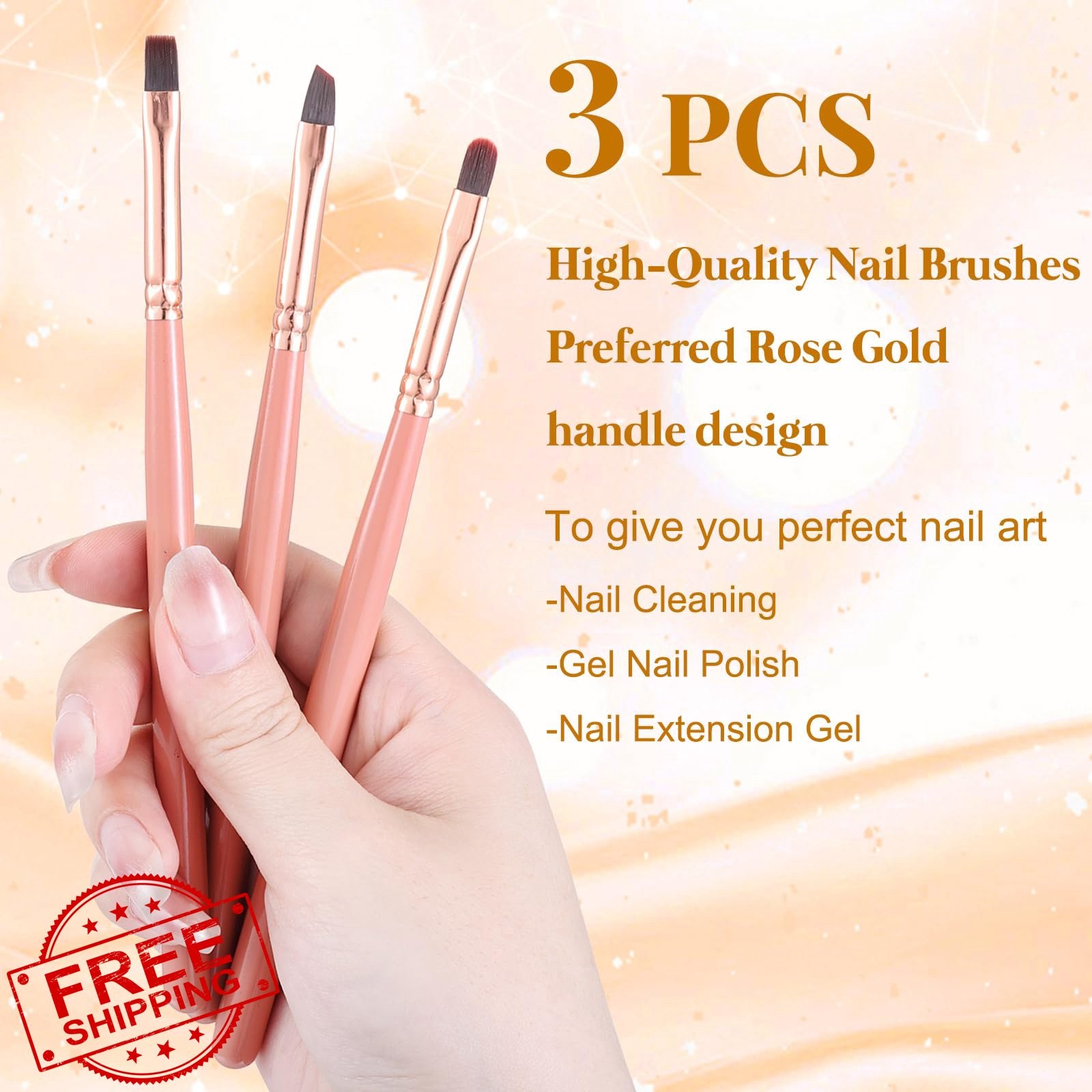 INENK Nail Art Clean Up Brushes Pink