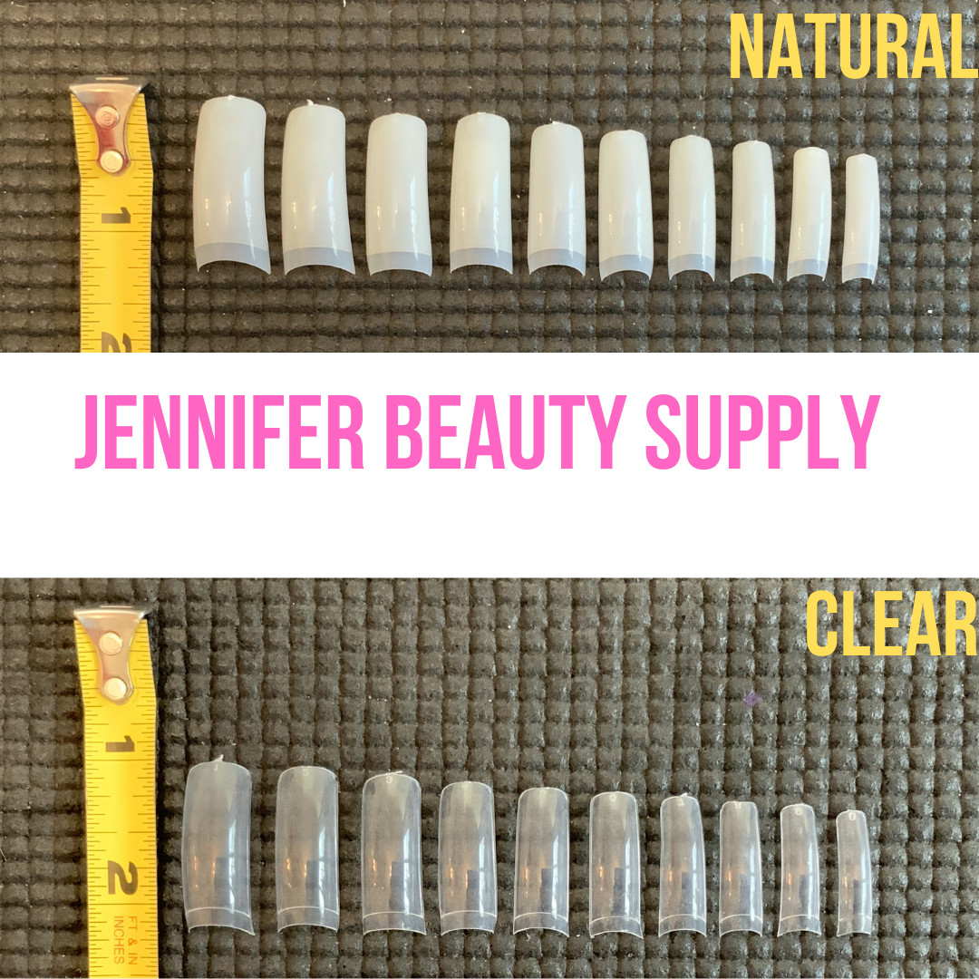 500PCS COFFIN FAKE FALSE NAIL TIPS LONG SQUARE FRENCH NATURAL TRANSPARENT