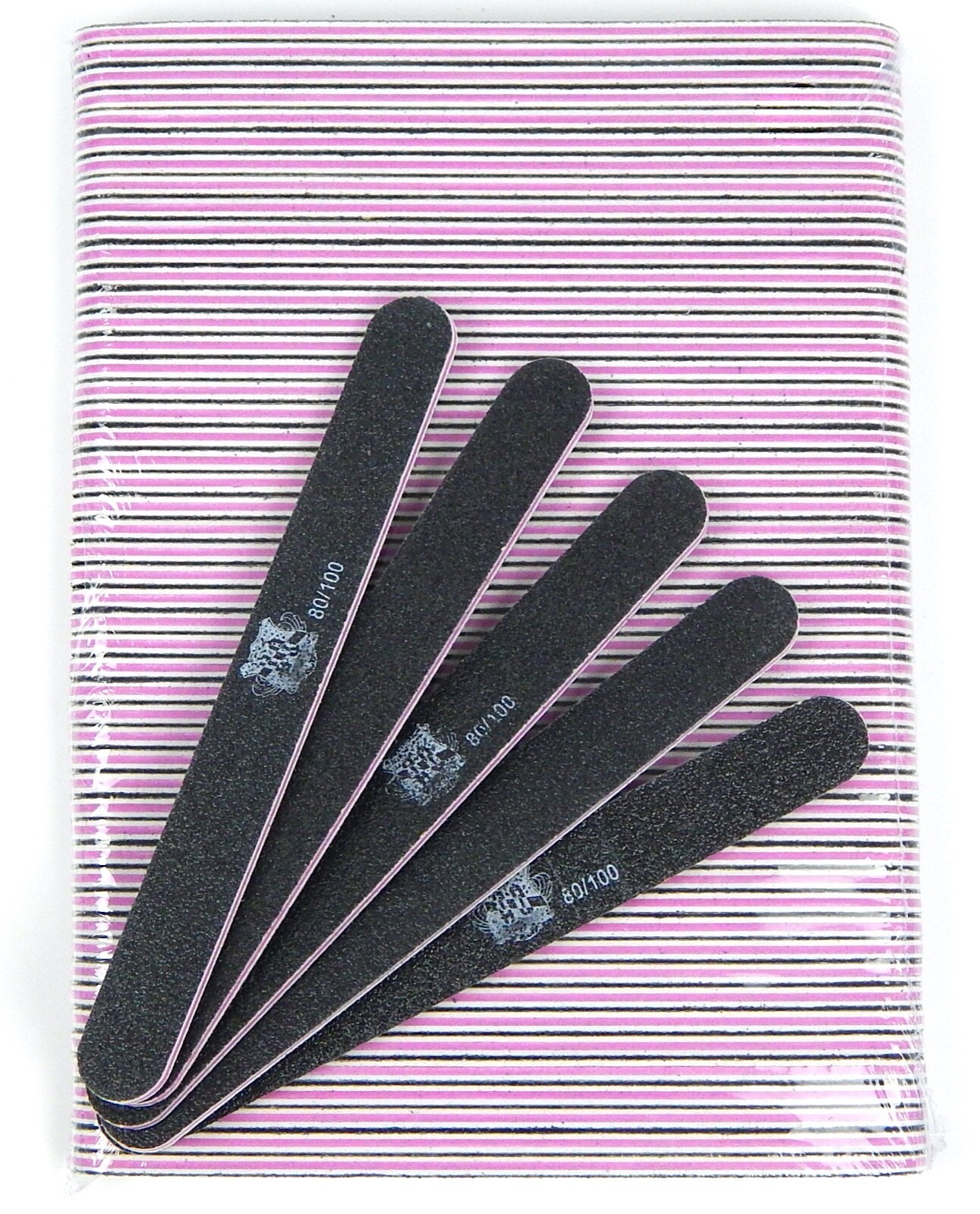 50PCS BLACK ROUND NAIL SANDING FILES GRITS 80/100, 100/100, 100/180