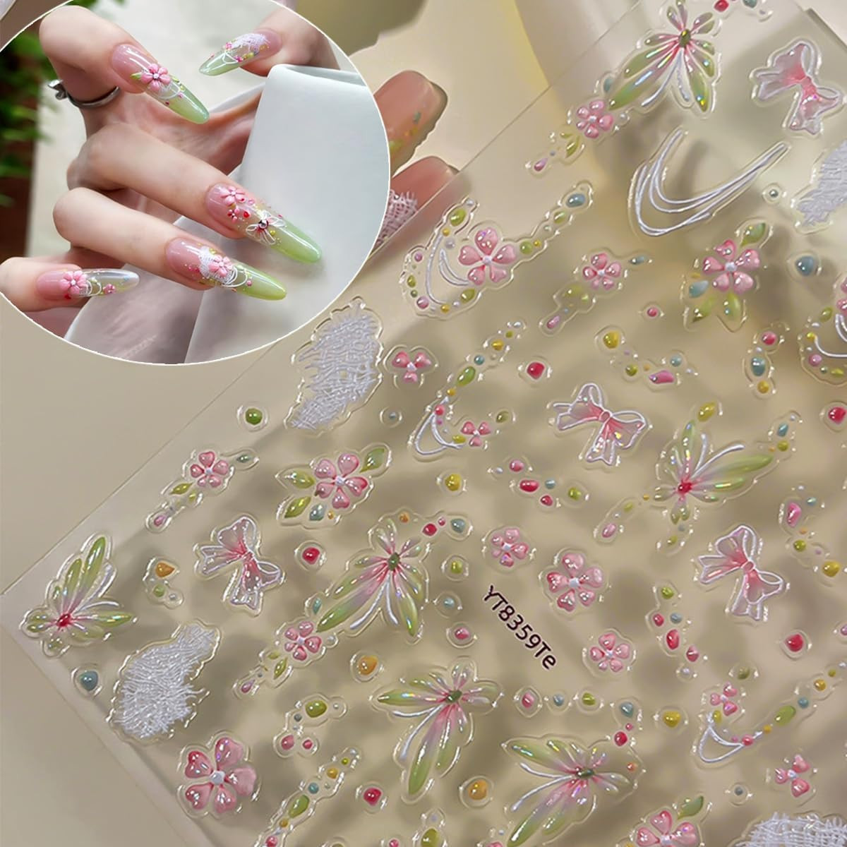 Spring Butterfly Nail Art Stickers Shiny Laser Flowers Butterflies Bow Design Na