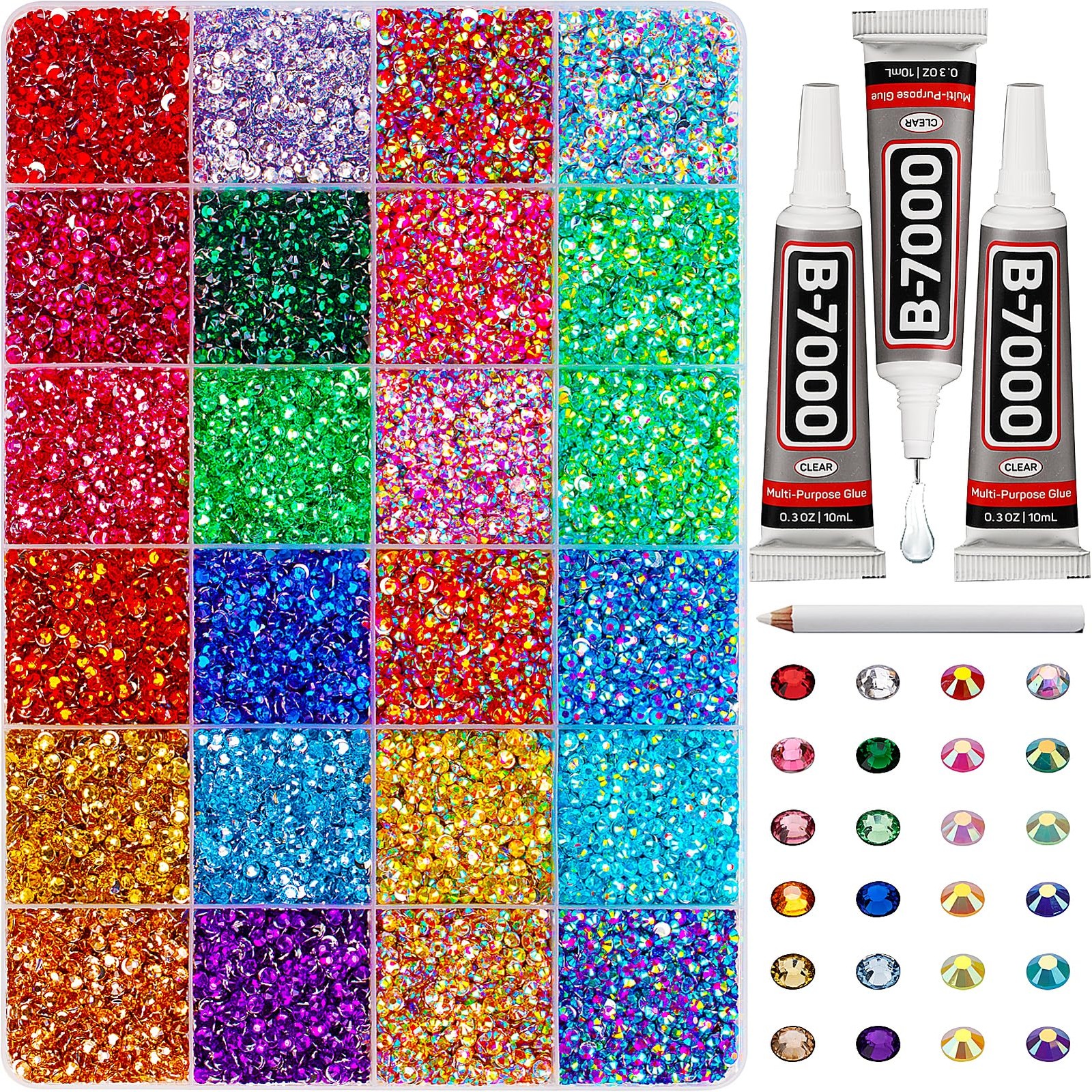 31000Pcs Rhinestones for Bedazzling, 3mm Bedazzler Kit with Flatback Rhinesto…