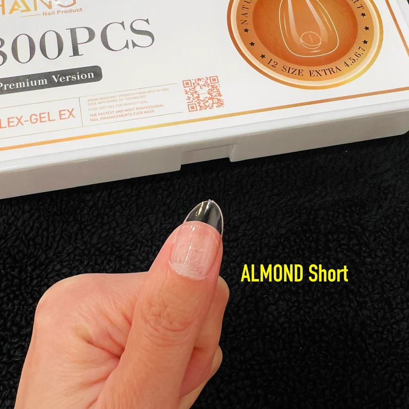 Hang Premium Version Flex-Gel X Tips Box – Almond Short (800ct)