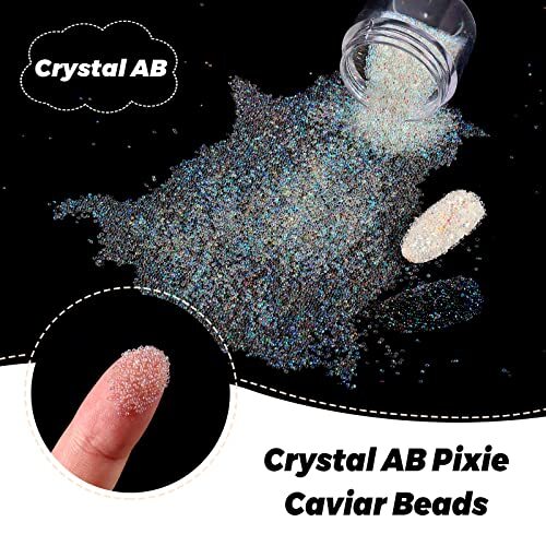 Caviar Beads Nails Micro Pixie Beads 0.6-0.8mm 2 Colors Clear and Crystal AB