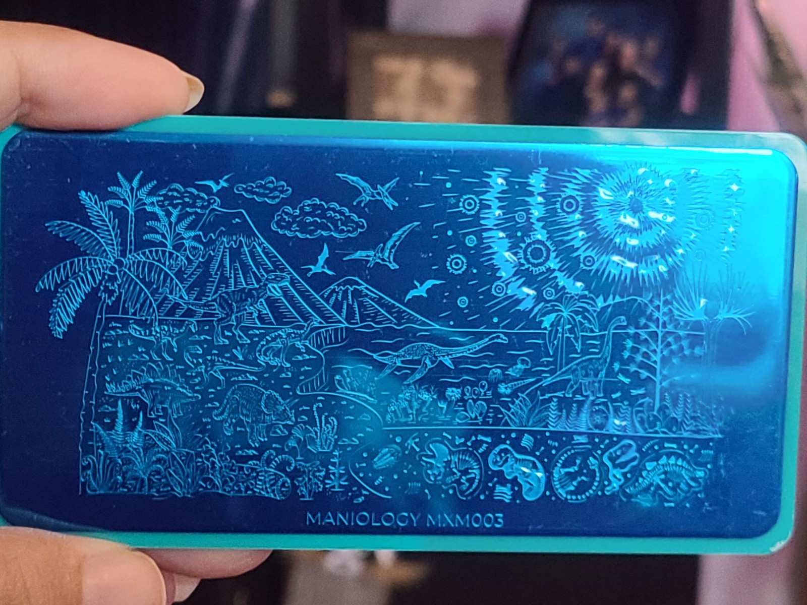 Maniology Dinosaur Nail Art Stamping Plates Blue Metal MXM003 MXM004