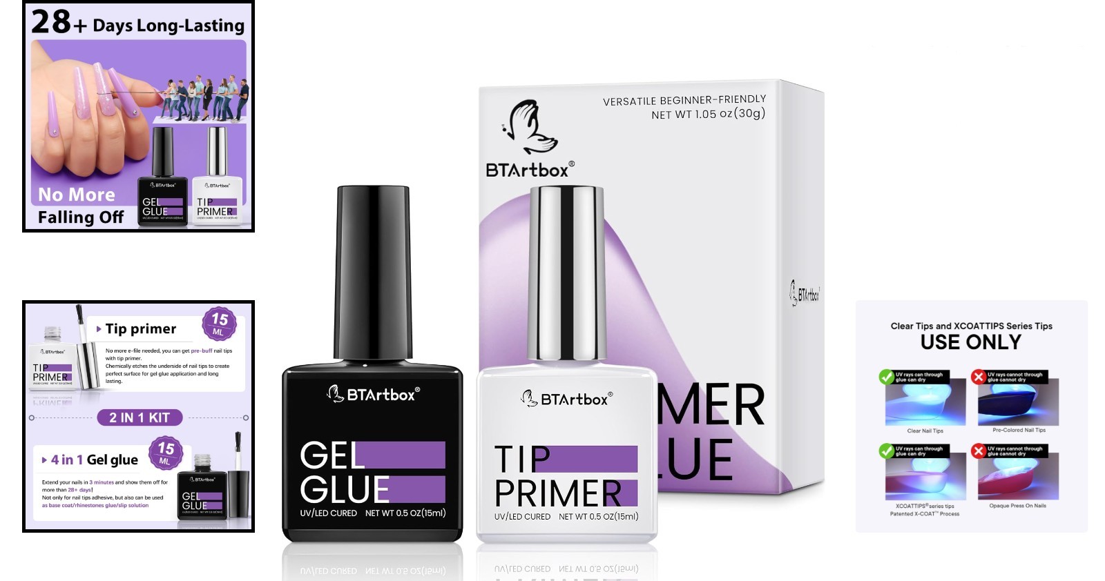 4-in-1 Nail Glue & Primer Duo – 2 x 0.5 Fl Oz for Exceptional Nail Extensions