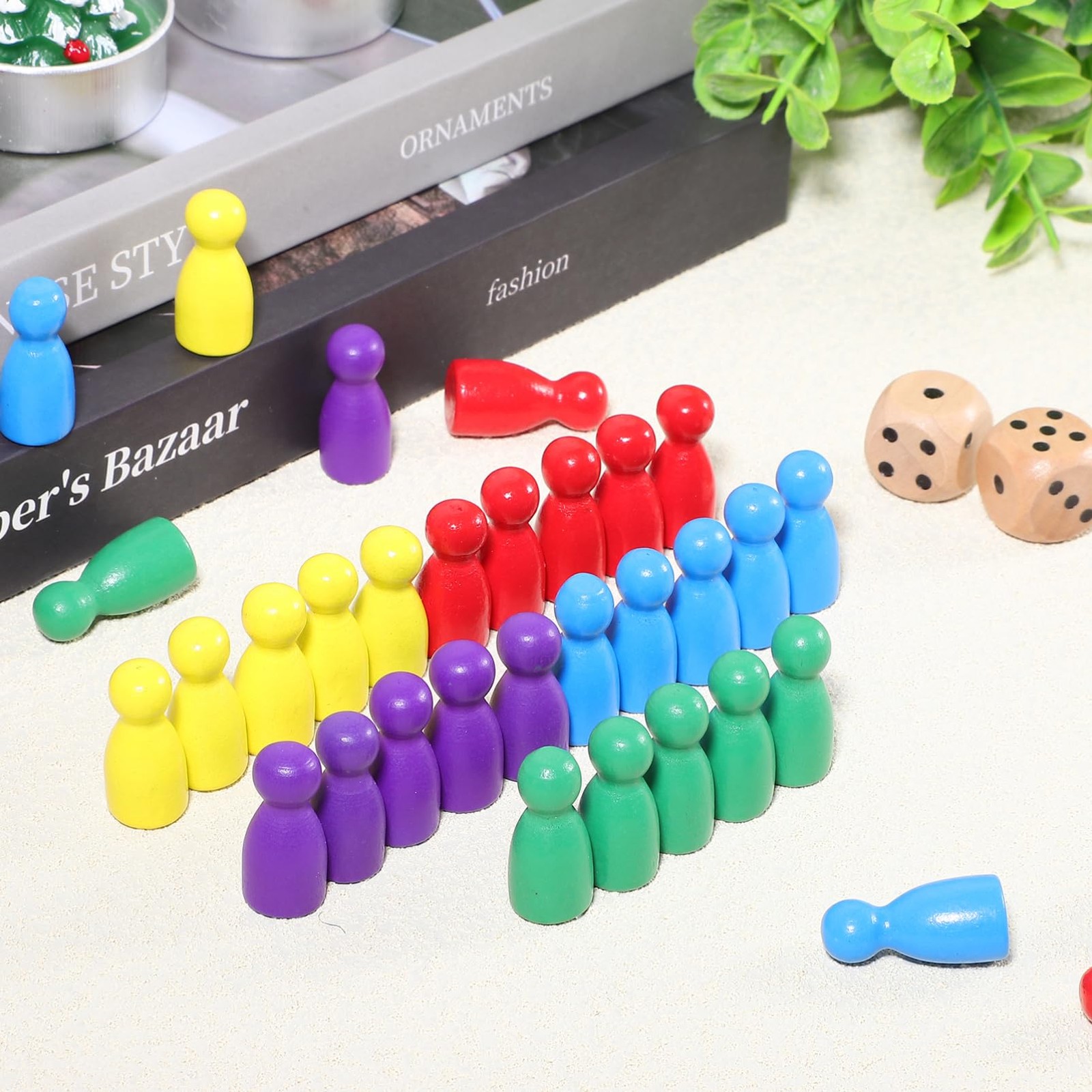 TOPPERFUN 50Pcs Board Game Pieces and Dices, Multicolor Small, As Shown