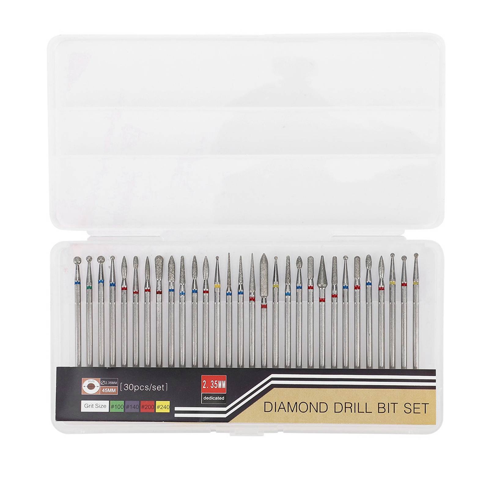 30Pcs/Set Diamond Grinding Head Nail Art Drill Polish Head Kit Nail Drill