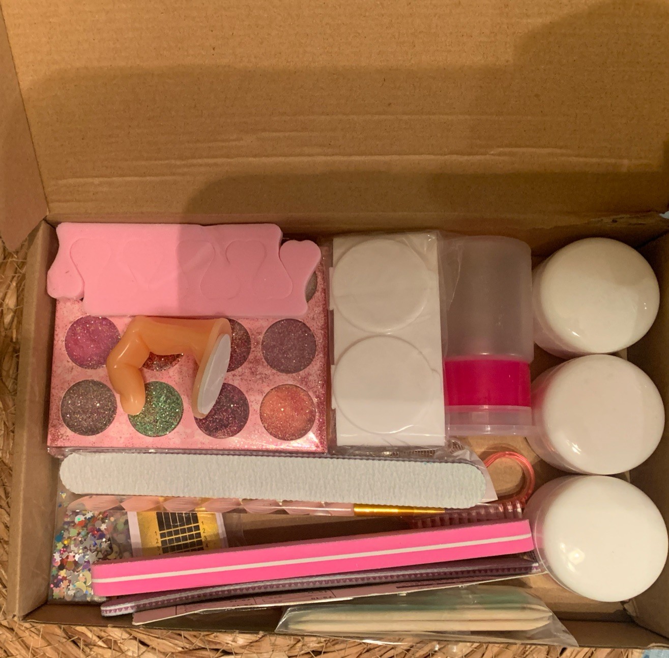 Acrylic Nail Starter Kit w/ Unused Glitter & Rhinestones – Beginner Friendly