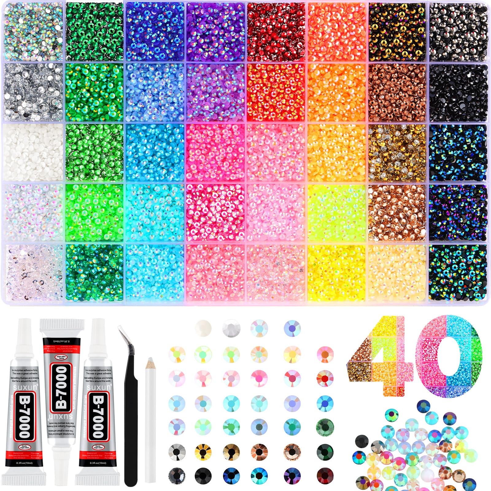 Zefy 50000 Pcs 3mm Resin Jelly Rhinestones for Bedazzling Kit