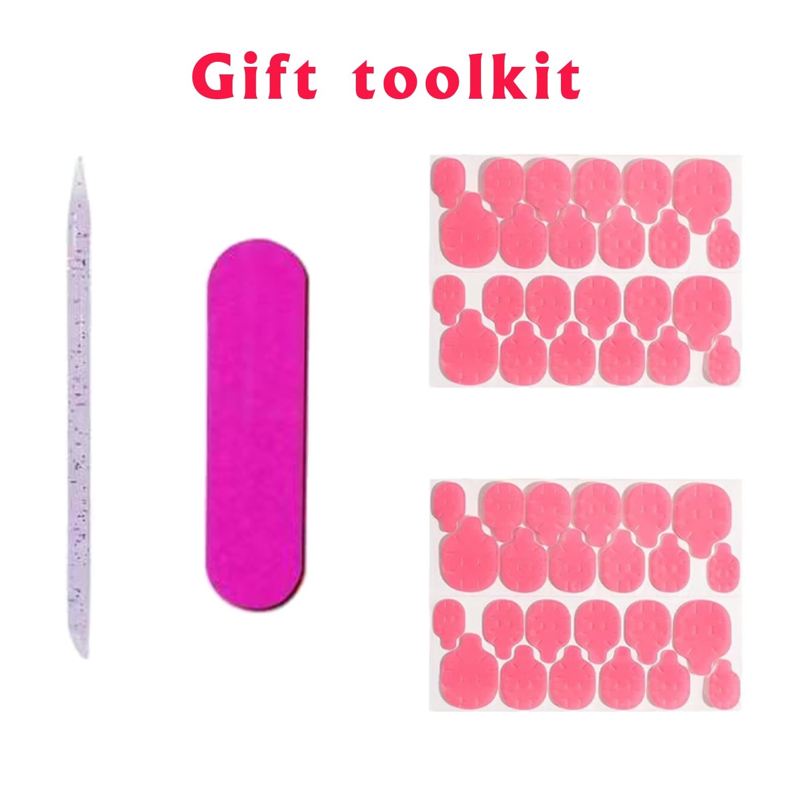 RUNE&SUKYCES 48pcs Optical coating toe press on nails Short, pink-white