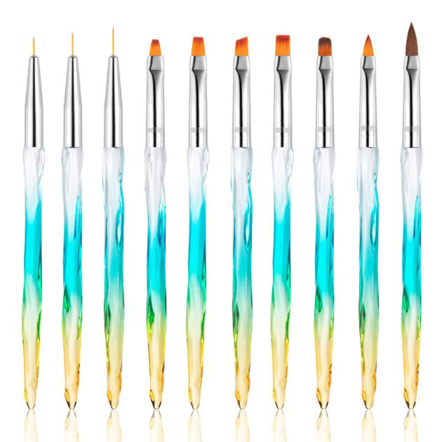 10pcs Acrylic UV Gel Nail Art Design Set Painting Drawing Brush Pen Tools