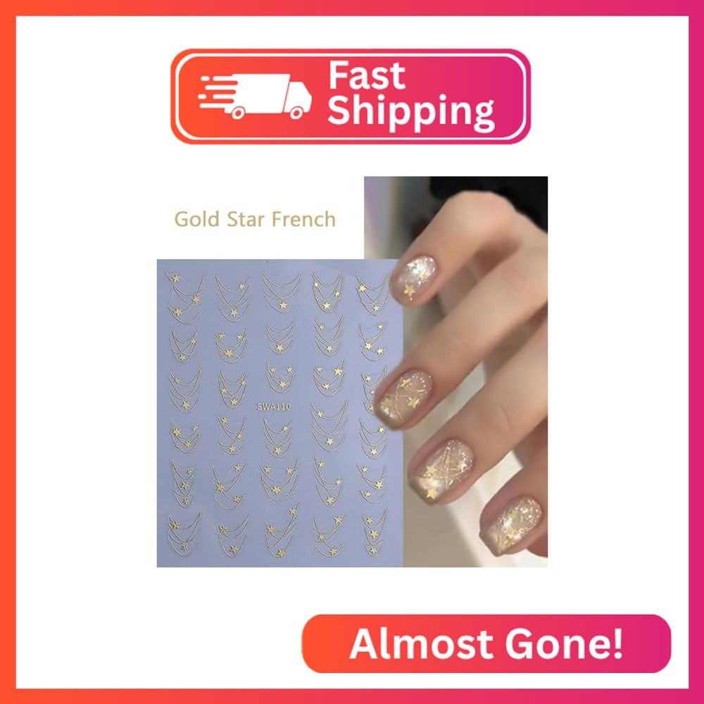 6 Sheets Star Nail Art Stickers 3D Self Adhesive Star Nail Stickers for Nail Art