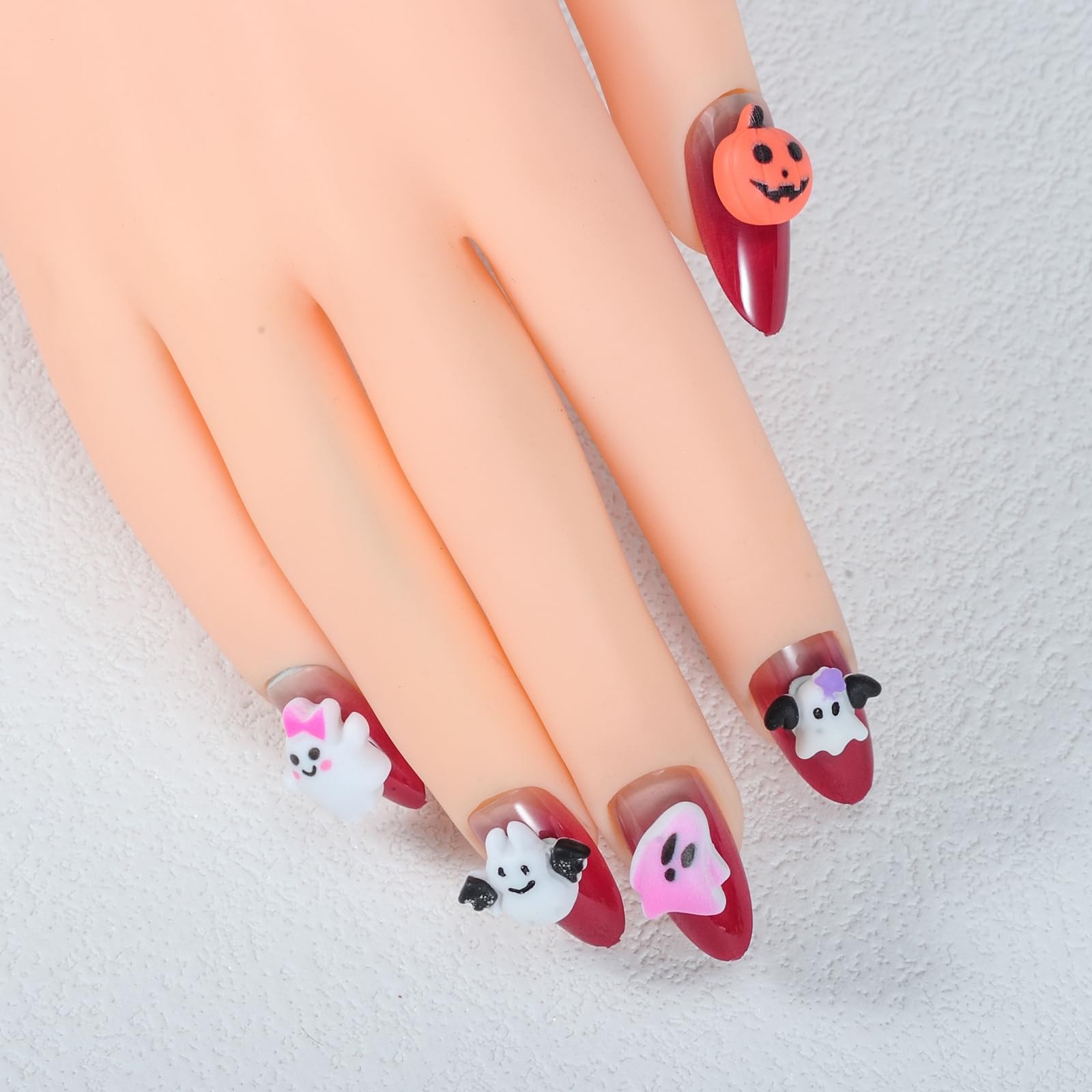 90Pcs Halloween Resin Charms for Nails, 3D Pumpkin Ghost Bat Cute Nail Charms…