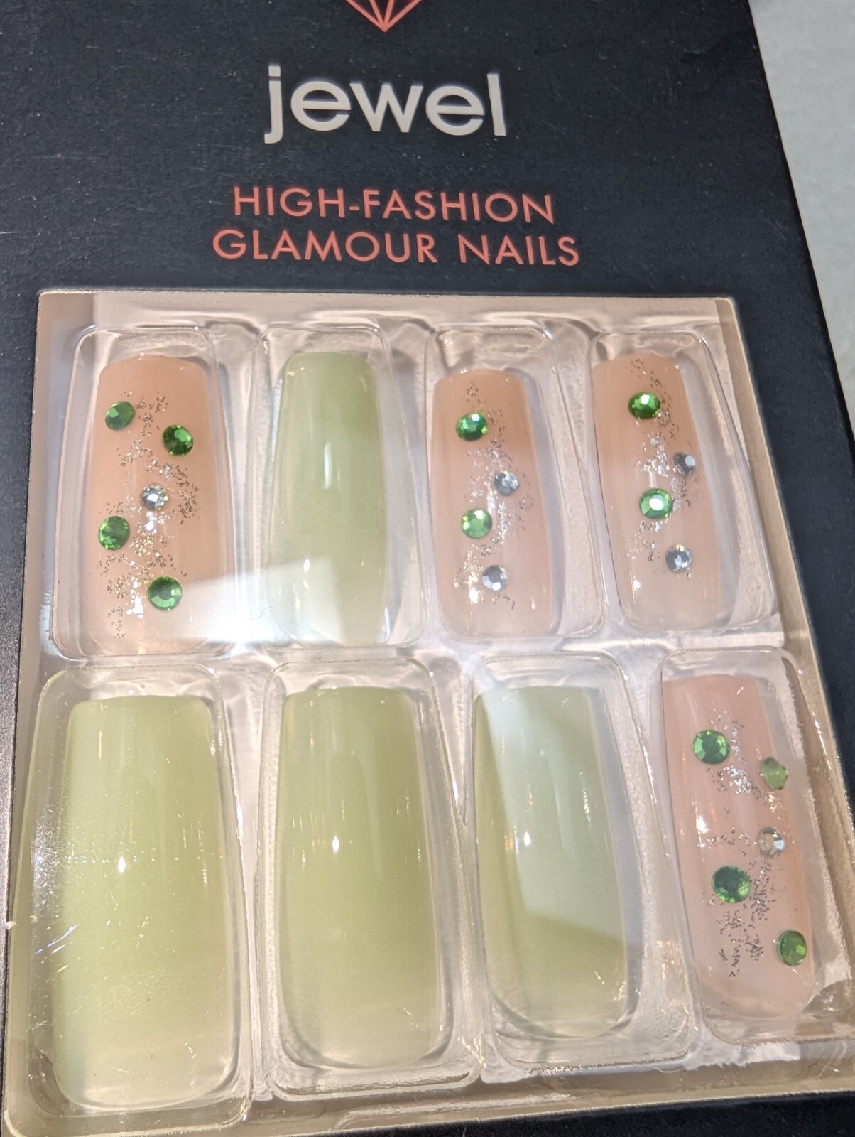 Kiss Jewel High Fashion 2 BOXES Glamor Nails Long& Extra Long Sparkly Jewels NIB