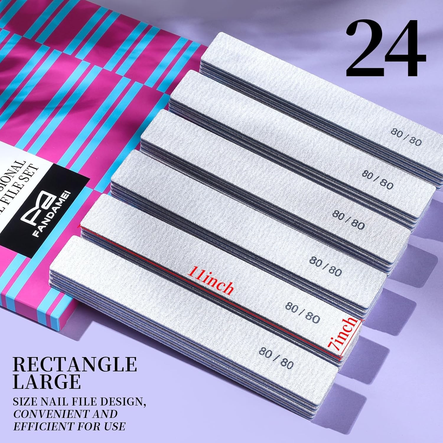FANDEI Nail File, 80/80 Grit Nail Files, Double Sided Emery Boards for