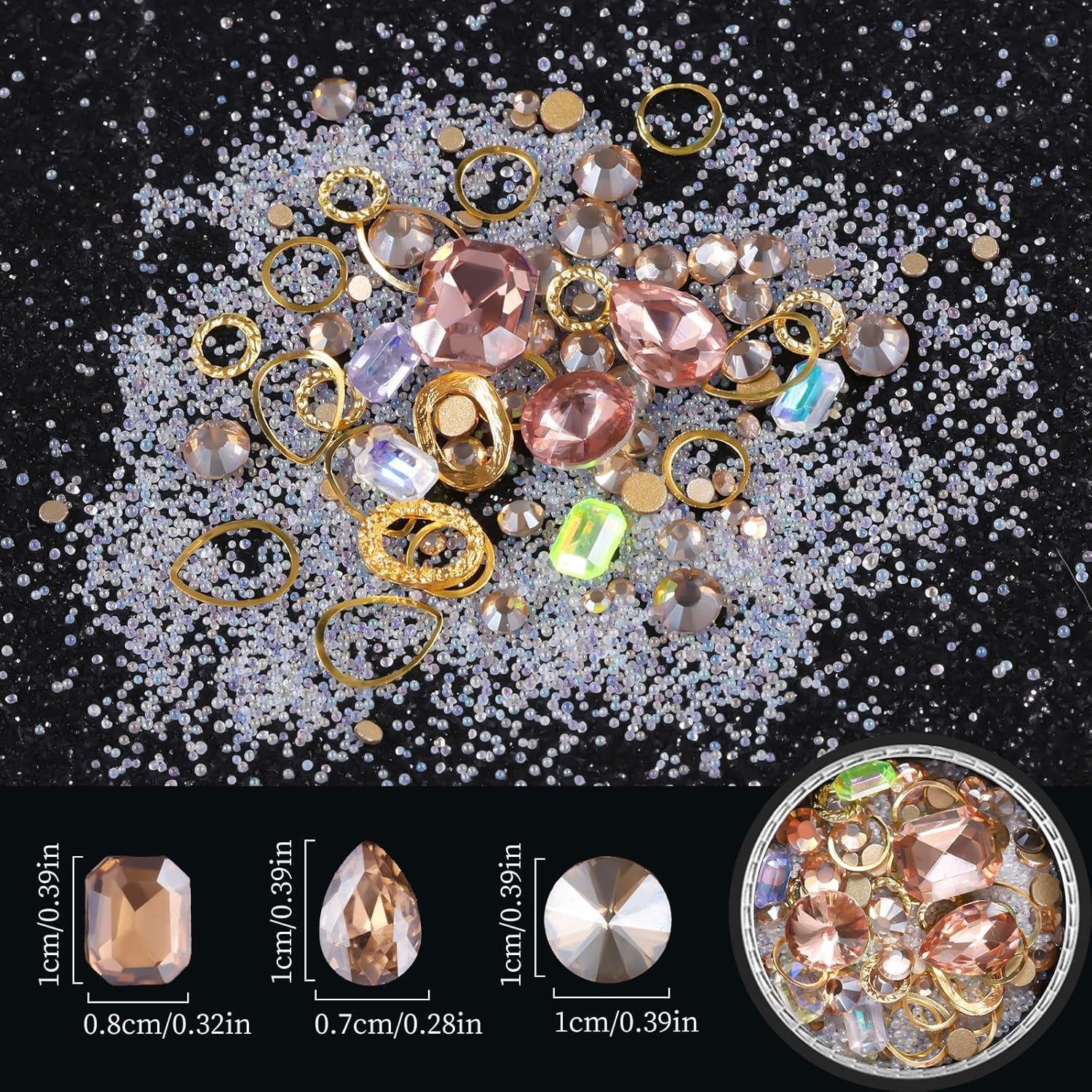 High-Quality Mixed Rhinestones Kit with Crystal Beads – 6 Designs Included