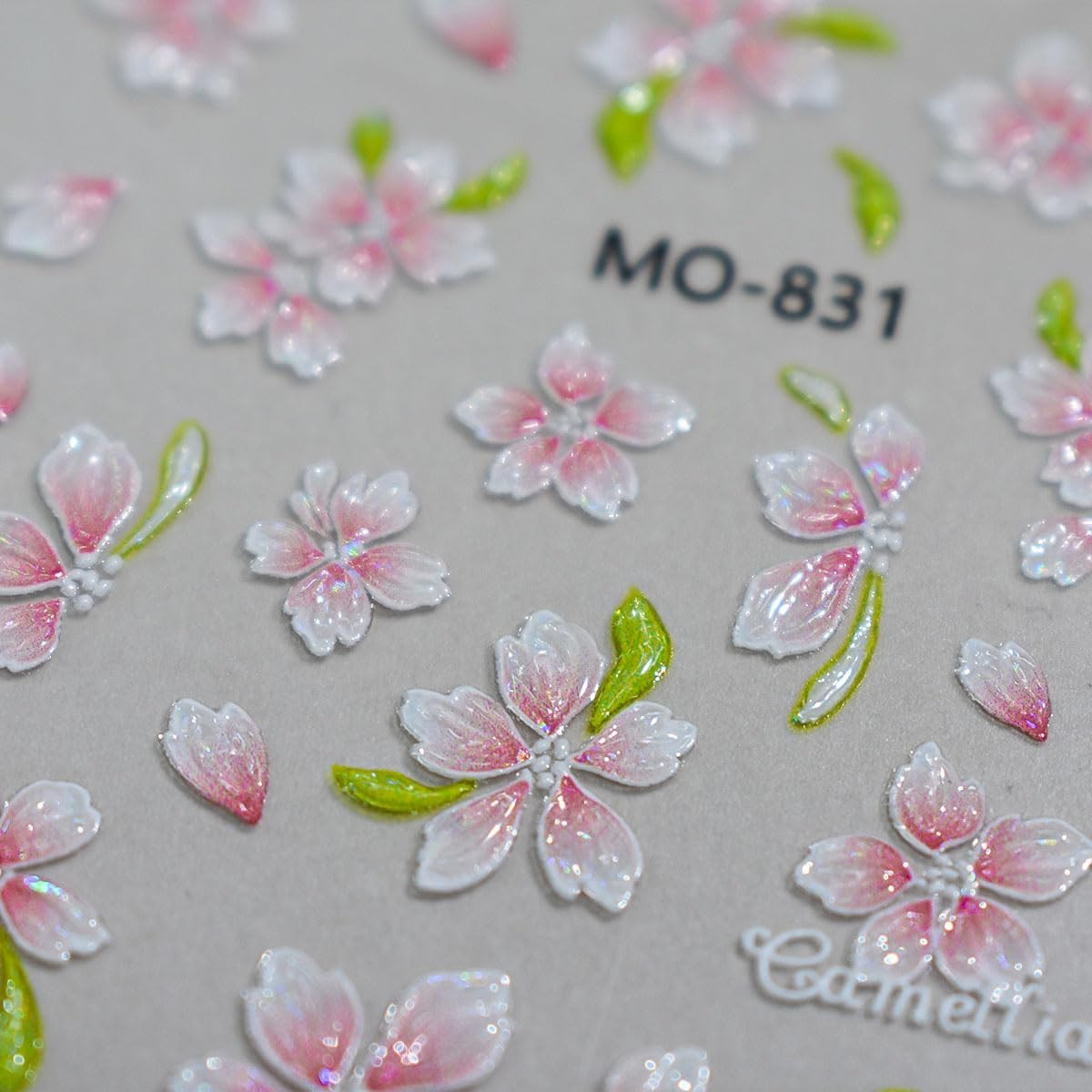 3 Sheets Flower Nail Stickers for Nail Art 3D Self-Adhesive Pink Yellow Flower N