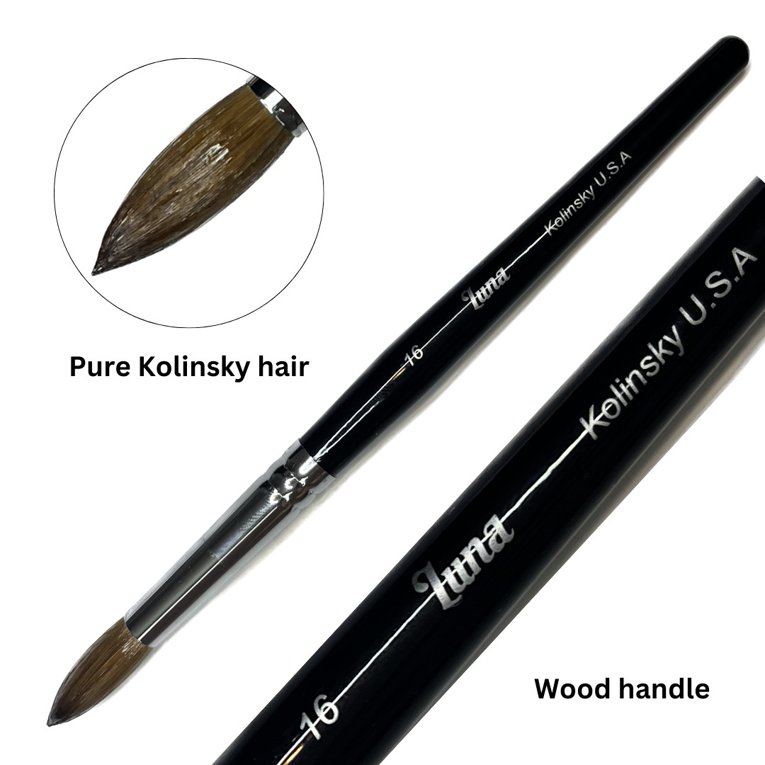 Luna Pure Kolinsky Acrylic Nail Brush For Manicure Powder – #16 – SHIP FROM US