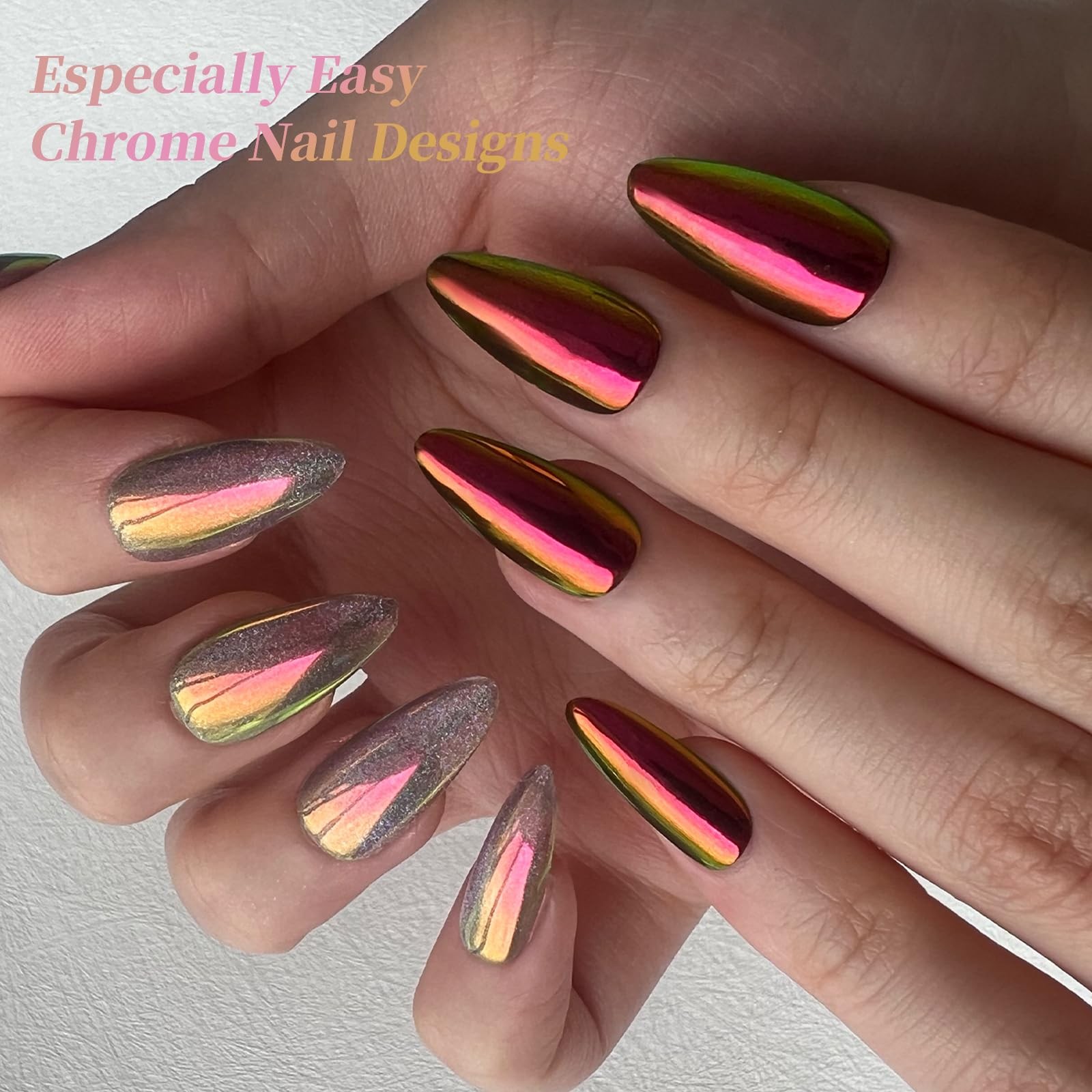 EARLMONI Unicorn Chrome Nail Powder, Aurora Mermaid Color-Shifting Pigment, H…