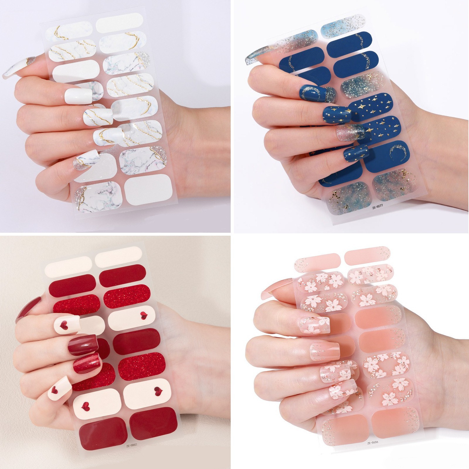 Glitter Nail Wraps Full Size Sticker Nail Polish Art Self-Stick Decor